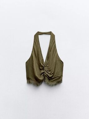 ZARA Frayed Asymmetric Crop Top